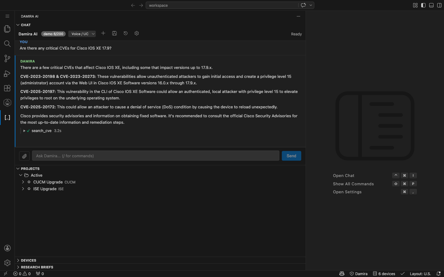 CVE search results — critical vulnerabilities with descriptions